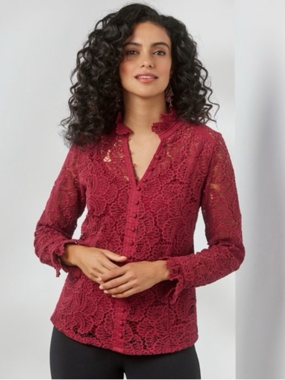 Soft Surroundings Lasalle Lace Top Cami Burgundy NWT XS Boho